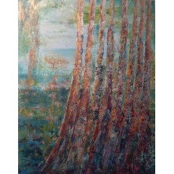 Jardin secret - Peinture à l'huile au couteau - Nature luxuriante poétique - Corinne Foucouin - Galerie FenêtreSurArtistes