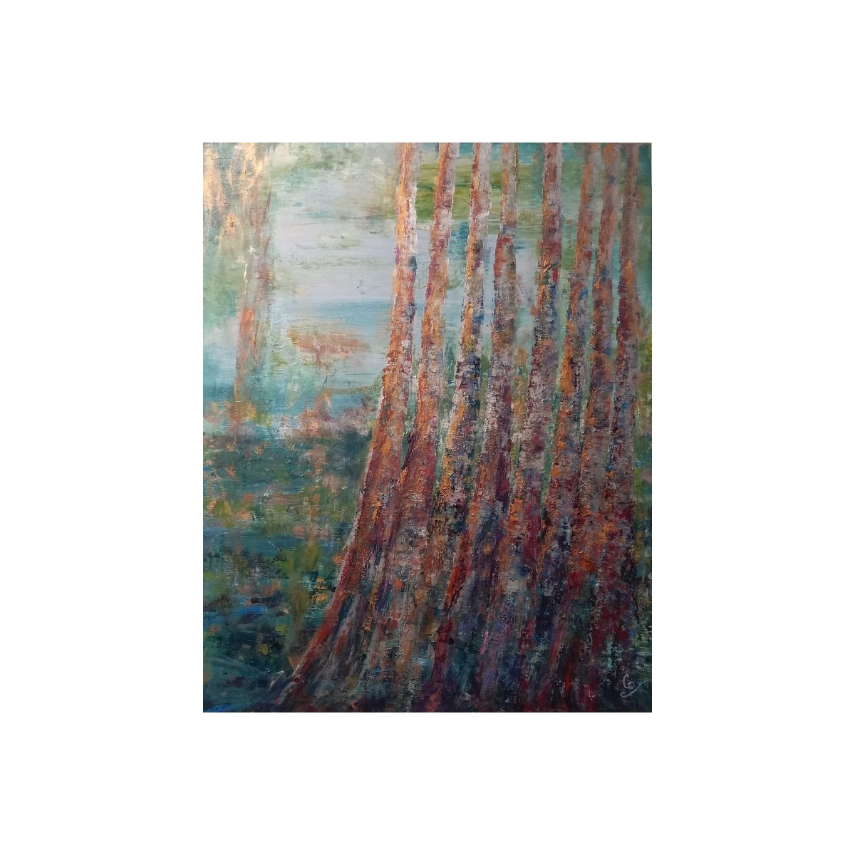 Jardin secret - Peinture à l'huile au couteau - Nature luxuriante poétique - Corinne Foucouin - Galerie FenêtreSurArtistes