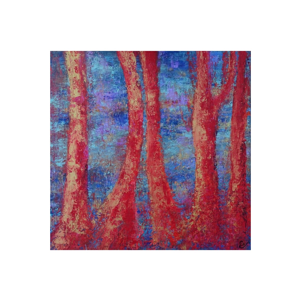 Attirance - Peinture à l'huile au couteau - Paysage nature abstrait - Corinne Foucouin - Galerie FenêtreSurArtistes