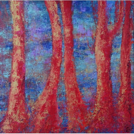 Attirance - Peinture à l'huile au couteau - Paysage nature abstrait - Corinne Foucouin - Galerie FenêtreSurArtistes