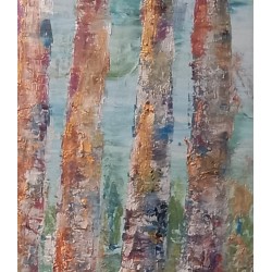 Jardin secret - Peinture à l'huile au couteau - Nature luxuriante poétique - Corinne Foucouin - détails de l'oeuvre