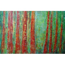 Loup y es tu ? - Peinture à l'huile au couteau - Forêt mystérieuse animale - Corinne Foucouin - Galerie FenêtreSurArtistes