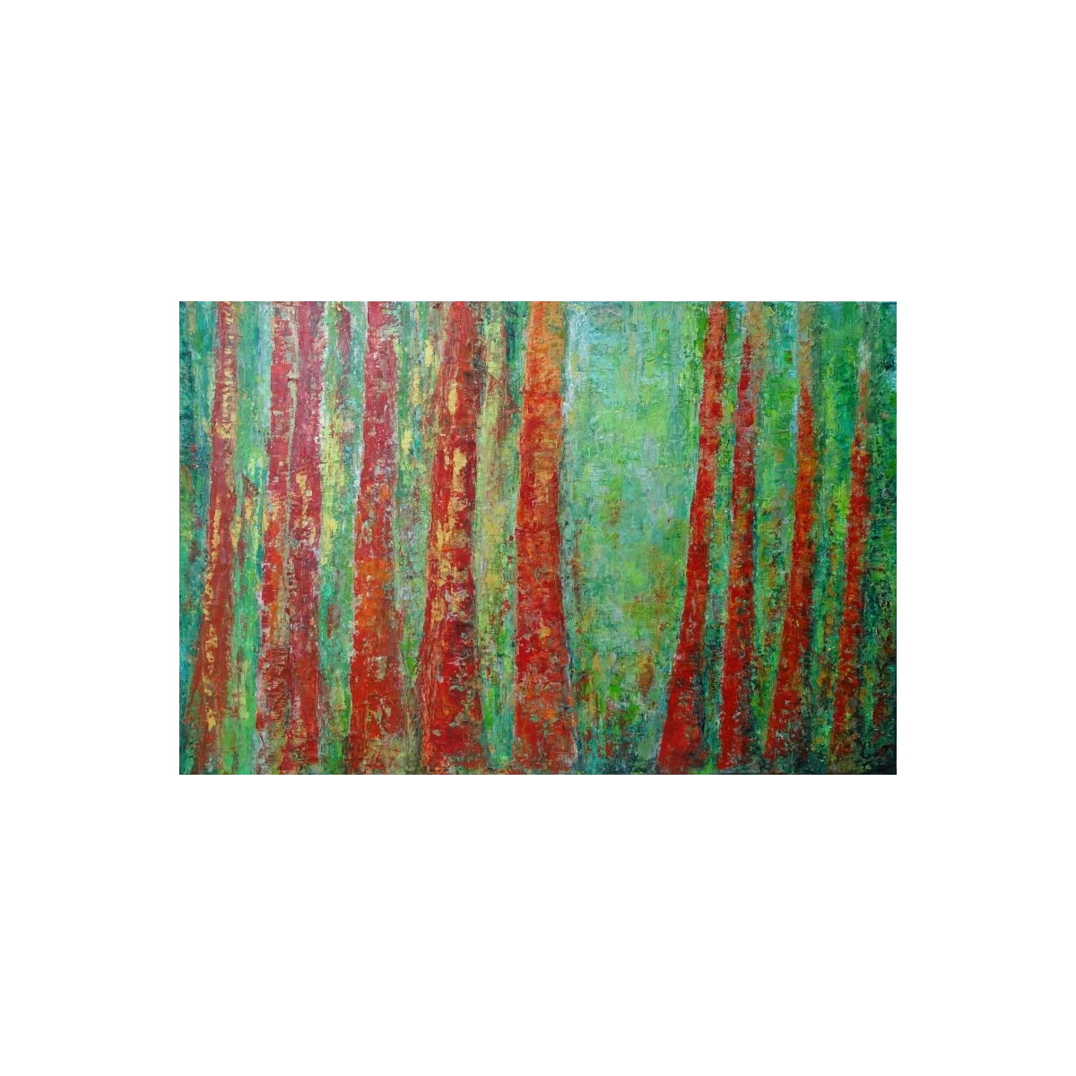 Loup y es tu ? - Peinture à l'huile au couteau - Forêt mystérieuse animale - Corinne Foucouin - Galerie FenêtreSurArtistes