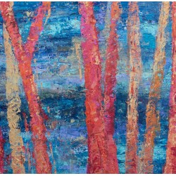 Fluctuat - Peinture à l'huile au couteau - Abstraction paysage aquatique - Corinne Foucouin - Détails