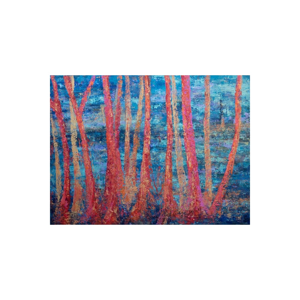 Fluctuat - Peinture à l'huile au couteau - Abstraction paysage aquatique - Corinne Foucouin - Galerie FenêtreSurArtistes