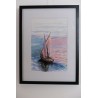 Voilier Rose - Peinture marine voilier - Aquarelle - Laurence Viarnaud - oeuvre encadrée