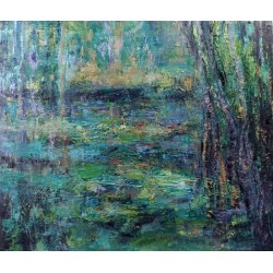 Marais - Peinture à l'huile au couteau - Paysage marécageux naturel - Corinne Foucouin - Galerie FenêtreSurArtistes