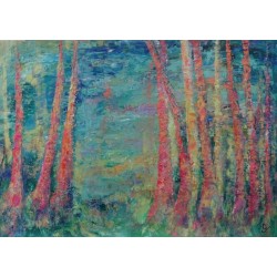 Promenade d'été - Peinture à l'huile au couteau - Paysage estival lumineux - Corinne Foucouin - Galerie FenêtreSurArtistes
