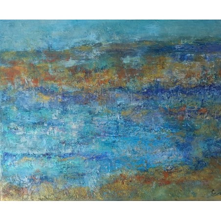 Ischia - Peinture à l'huile au couteau - Paysage méditerranéen île - Corinne Foucouin - Galerie FenêtreSurArtistes