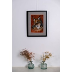 Lynx ocre de Laurence Viarnaud | Galerie Fenêtresurartistes