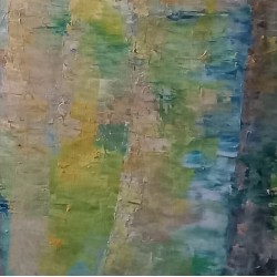 Echanges - Peinture à l'huile au couteau - Paysage nature abstrait - Corinne Foucouin - texture