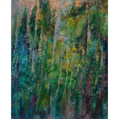 Liane 4 - Peinture à l'huile au couteau - Végétation tropicale liane - Corinne Foucouin - Galerie FenêtreSurArtistes