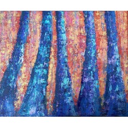 Forces - Peinture à l'huile au couteau - Abstraction naturelle dynamique - Corinne Foucouin - Galerie FenêtreSurArtistes