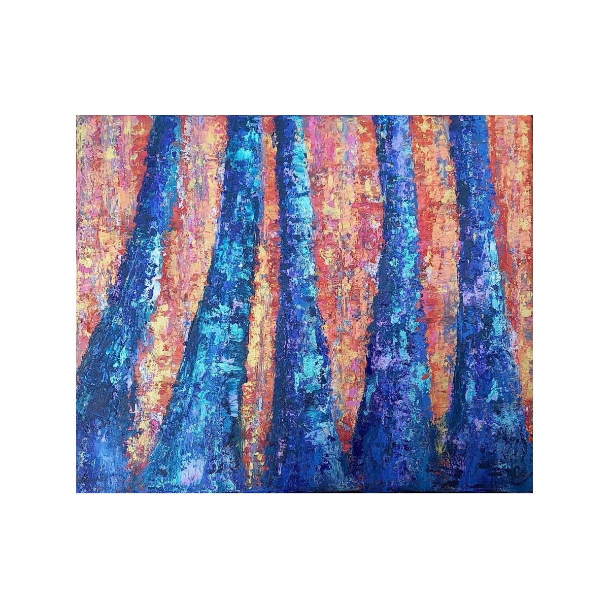 Forces - Peinture à l'huile au couteau - Abstraction naturelle dynamique - Corinne Foucouin - Galerie FenêtreSurArtistes