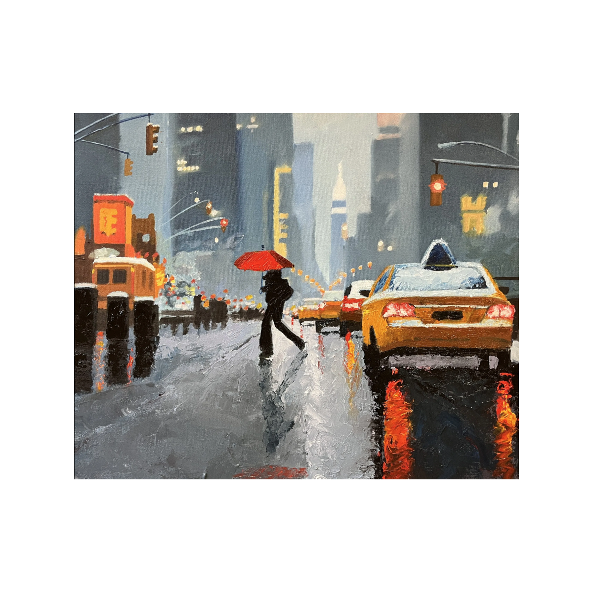 NYC 5 PM - Peinture à l'huile - Scène urbaine New York heure de pointe - Eric Turlot - Détails
