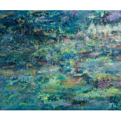 Hameau - Peinture à l'huile au couteau - Paysage abstrait campagne - Corinne Foucouin - Galerie FenêtreSurArtistes