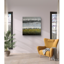 Threatening sky - Peinture paysage ciel menaçant orageux - Julien Boullay - Oeuvre mise en situation dans un salon