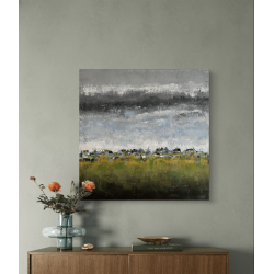 Threatening sky - Peinture paysage ciel menaçant orageux - Julien Boullay - Oeuvre mise en situation sur une commode