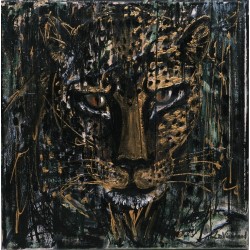 Panthère - Peinture animalière panthère technique mixte - Laurence Viarnaud - Galerie FenêtreSurArtistes