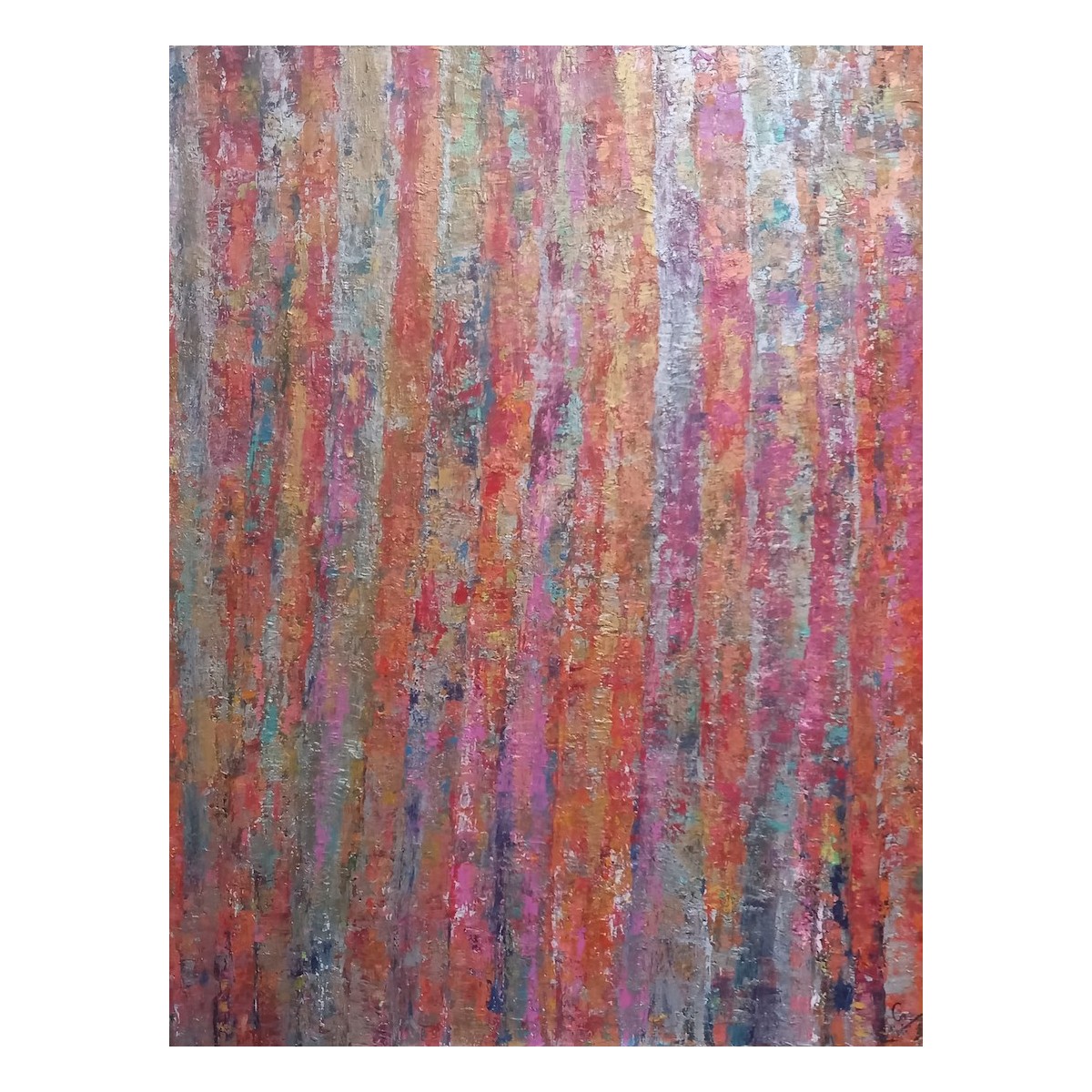 Flamboyant - Peinture à l'huile au couteau - Arbre automne couleurs vives - Corinne Foucouin - Galerie FenêtreSurArtistes