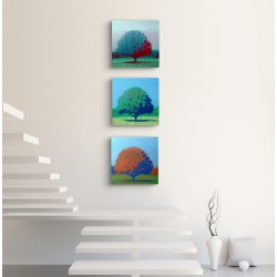 Flore 4 - Peinture botanique florale contemporaine - Laurent Paugam -  Mise en scène en triptyque