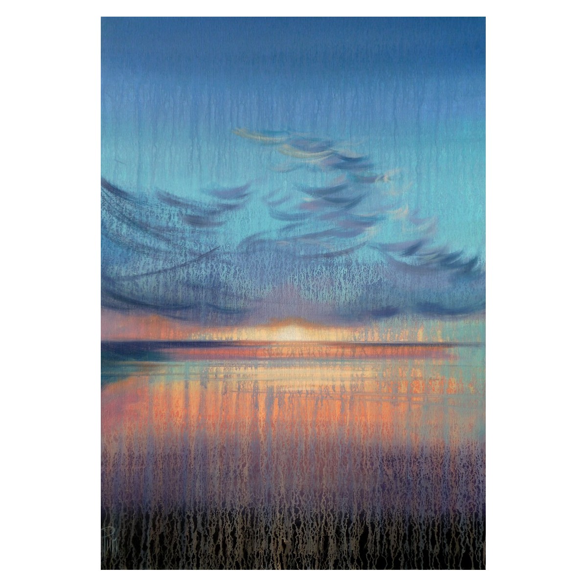 Sunset Afternoon - Peinture coucher de soleil - Abstraction colorée - Laurent Paugam - Galerie FenêtreSurArtistes