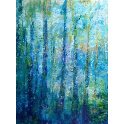 Aqua 3 - Peinture à l'huile au couteau - Abstraction aquatique bleue - Corinne Foucouin - Galerie FenêtreSurArtistes