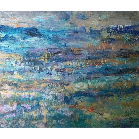 Ouessant - Peinture à l'huile au couteau - Paysage marin île d'Ouessant Bretagne - Corinne Foucouin - Galerie FenêtreSurArtistes