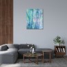Serenity - Peinture à l'huile au couteau - Paysage serein apaisante - Corinne Foucouin - dans un salon sombre