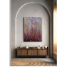 Pink 2 - Peinture à l'huile au couteau - Abstraction florale rose - Corinne Foucouin - Mise en scène dans une entrée