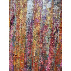Flamboyant - Peinture à l'huile au couteau - Arbre automne couleurs vives - Corinne Foucouin - Détails texture