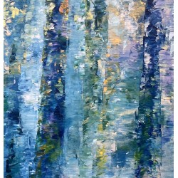 Aqua 3 - Peinture à l'huile au couteau - Abstraction aquatique bleue - Corinne Foucouin - Texture