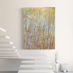 Light 2 - Peinture à l'huile au couteau - Abstraction lumineuse claire - Corinne Foucouin - Oeuvre dans un escalier