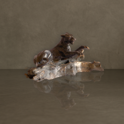Panthère noire - Sculpture bronze animalière - Félin en mouvement - Laurence Viarnaud - 4000€ - Vue de profile
