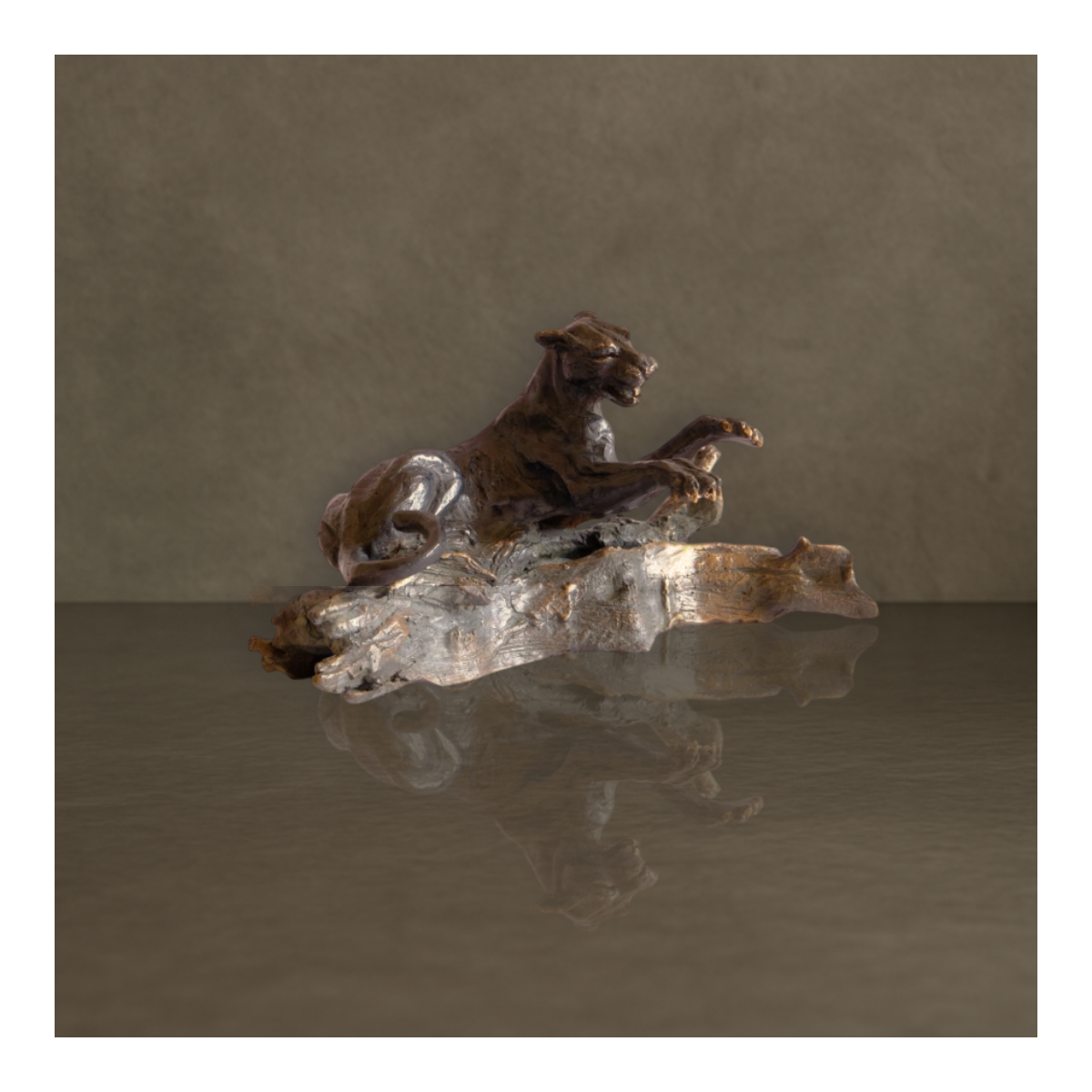 Panthère noire - Sculpture bronze animalière - Félin en mouvement - Laurence Viarnaud - 4000€ - Vue de profile