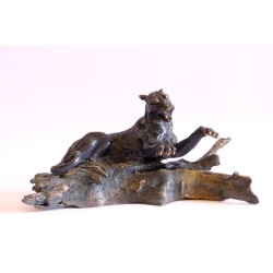 Panthère noire - Sculpture bronze animalière - Félin en mouvement - Laurence Viarnaud - 4000€ - Vue de face