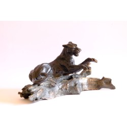 Panthère noire - Sculpture bronze animalière - Félin en mouvement - Laurence Viarnaud - 4000€ - Vue de trois quart