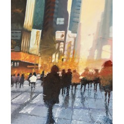 Big Rush - Peinture à l'huile - Scène urbaine agitée foule ville - Eric Turlot - Galerie FenêtreSurArtistes