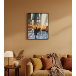 Big Rush - Peinture à l'huile - Scène urbaine agitée foule ville - Eric Turlot - Dans un salon