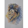 Lion bleu - Peinture animalière aquarelle bleue - Laurence Viarnaud - Galerie FenêtreSurArtistes