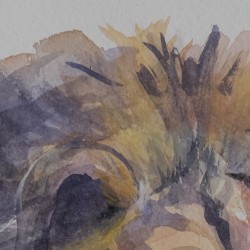 Lion bleu - Peinture animalière aquarelle bleue - Laurence Viarnaud - Détails de la crinière