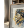 Lion bleu - Peinture animalière aquarelle bleue - Laurence Viarnaud - Mis ene situation sur table