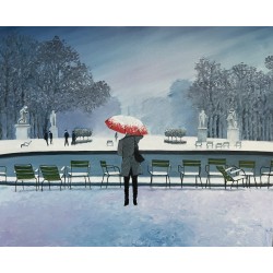 15 heures aux Tuileries - Peinture à l'huile - Scène parisienne jardins des Tuileries - Eric Turlot - Galerie FenêtreSurArtistes