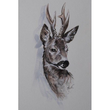 Chevreuil - Peinture animalière chevreuil forêt - Aquarelle - Laurence Viarnaud - Galerie FenêtreSurArtistes
