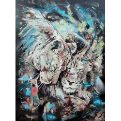 Amour fusionnel - Peinture contemporaine couple amour - Yoan Rimbault - Galerie FenêtreSurArtistes