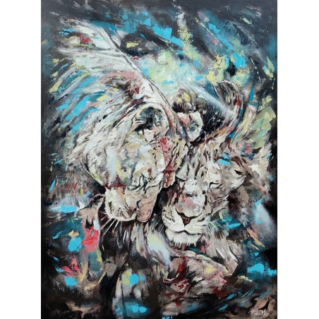 Amour fusionnel - Peinture contemporaine couple amour - Yoan Rimbault - Galerie FenêtreSurArtistes