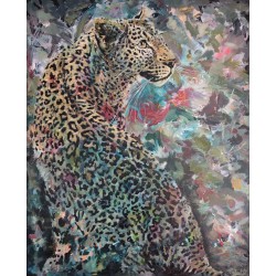 La robe Léopard - Peinture contemporaine portrait féminin robe léopard - Yoan Rimbault - Galerie FenêtreSurArtistes
