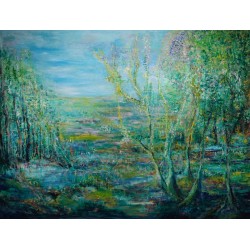 Tableau paysage contemporain Bucolique 2 – Corinne Foucouin | 97x130 cm