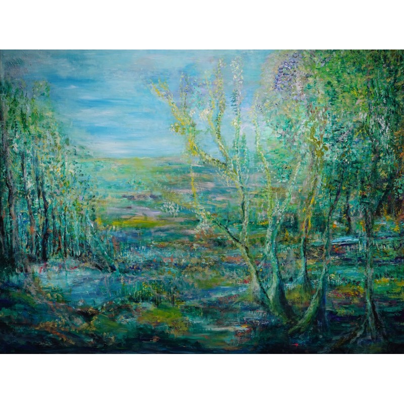 Tableau paysage contemporain Bucolique 2 – Corinne Foucouin | 97x130 cm