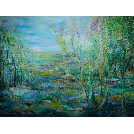 Tableau paysage contemporain Bucolique 2 – Corinne Foucouin | 97x130 cm